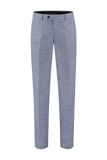 Pak structuur steenblauw 2-delig - stijlvolle, moderne broek voor een eigentijdse uitstraling.