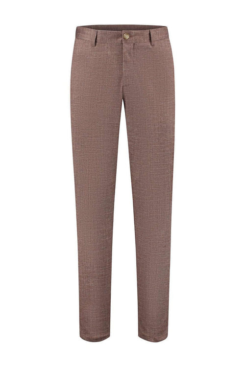 Pantalon uni melange roodbruin, roodbruin melange pantalon met structuur, geschikt voor dagelijks werk.