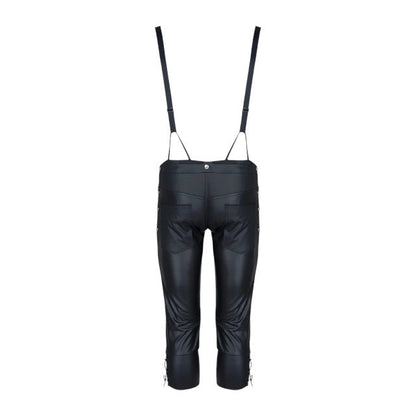 Pantaloni sexy bărbați cu bretele REGNES FETISH PLANET 3/4 Men’s Pants in Bavarian Style, culoare negru, mărime XL