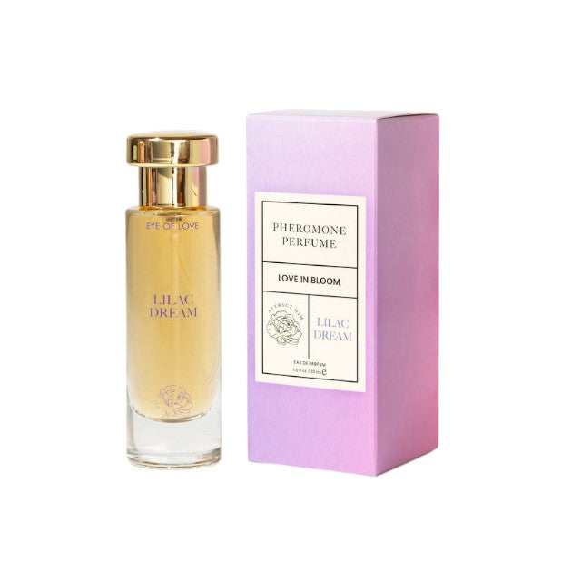 Parfum cu feromoni EYE OF LOVE Lilac Dream, pentru femei, note de vanilie, flori de măr și lemn de cașmir, mov, 30 ml