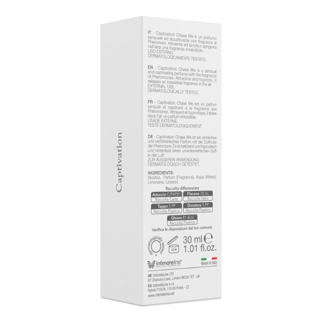 Parfum cu feromoni pentru bărbați CAPTIVATION Chase Me, cu note citrice și florale, alb, 30 ml