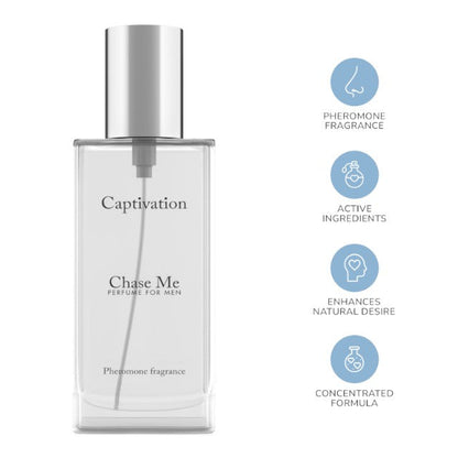 Parfum cu feromoni pentru bărbați CAPTIVATION Chase Me, cu note citrice și florale, alb, 30 ml