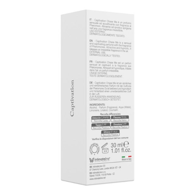 Parfum cu feromoni pentru femei CAPTIVATION Chase Me, cu note citrice, florale și dulci, alb, 30 ml
