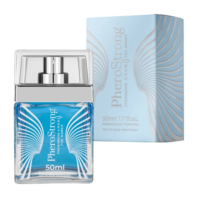 Parfum cu feromoni PHEROSTRONG Angel For Women, pentru femei, note de lămâie, cafea și trandafir, 50 ml