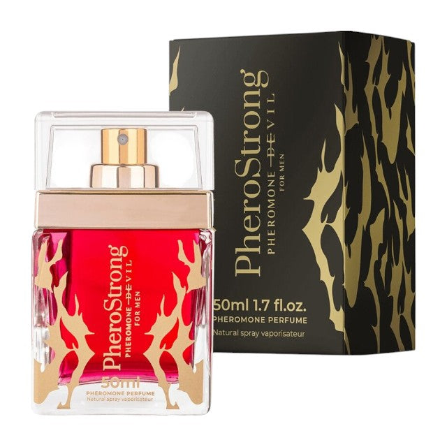 Parfum cu feromoni PHEROSTRONG Devil, pentru bărbați, cu note de piper negru, cacao și salvie, 50 ml