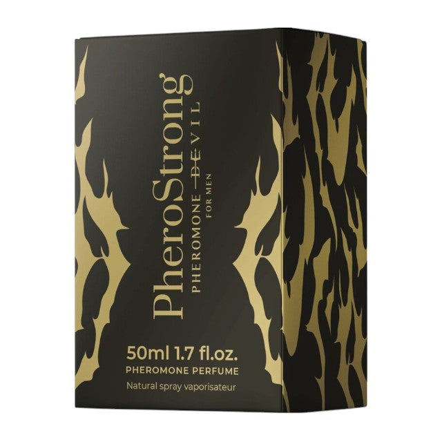 Parfum cu feromoni PHEROSTRONG Devil, pentru bărbați, cu note de piper negru, cacao și salvie, 50 ml