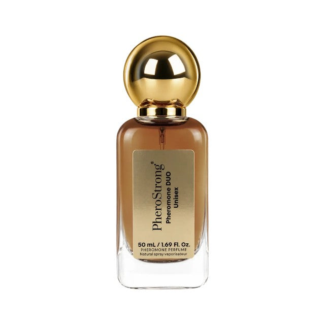 Parfum cu feromoni PHEROSTRONG Duo, unisex, cu note de bergamotă, OUD, floare de portocal și vanilie, 50 ml