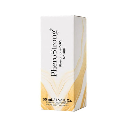 Parfum cu feromoni PHEROSTRONG Duo, unisex, cu note de bergamotă, OUD, floare de portocal și vanilie, 50 ml