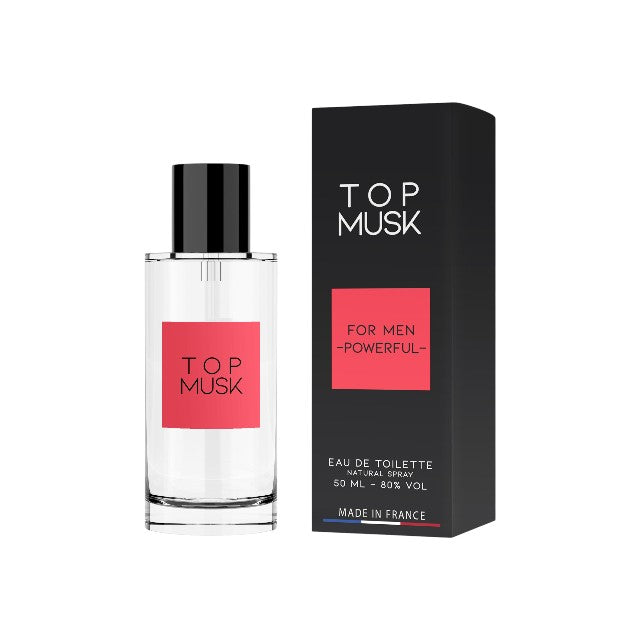 Parfum cu feromoni RUF Top Musk For Men, pentru bărbați, cu note de lămâie, pin și lemn de cedru, 50 ml