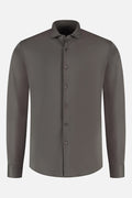 Pique structure stretch grey long-sleeve shirt in a stylish dark grey color.