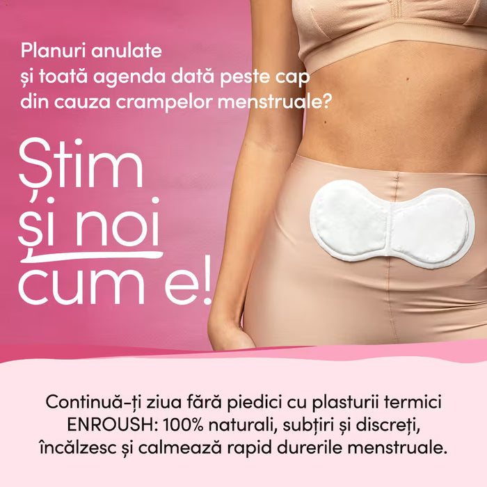 Plasturi termici ENROUSH, ajută la calmarea durerilor menstruale, subțiri și invizibili, 3 buc