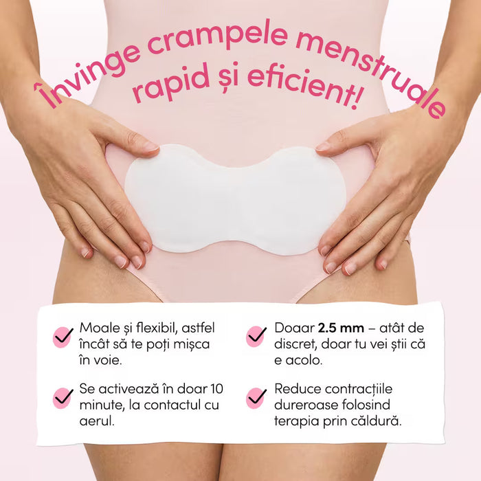 Plasturi termici ENROUSH, ajută la calmarea durerilor menstruale, subțiri și invizibili, 3 buc