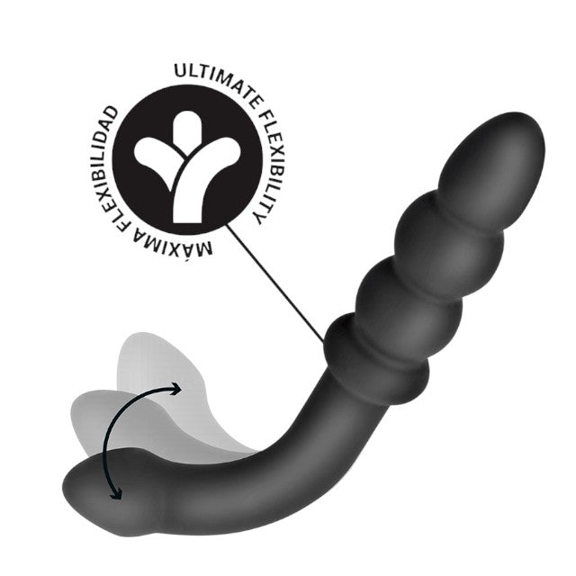 Plug anal ADDICTED TOYS Dual Ended Massager, lungime 16.5 cm, diametre 2.3 - 3 cm, din silicon flexibil, negru