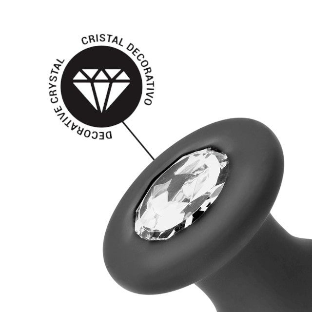 Plug anal ADDICTED TOYS Jewel Anal Plug M, bază cu cristal, lungime 10.4 cm, diametru 3.4 cm (mediu), din silicon, negru
