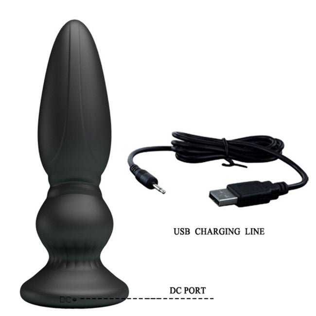Plug anal electric MR PLAY, cu telecomanda, din silicon, cu 12 functii de vibrare, negru