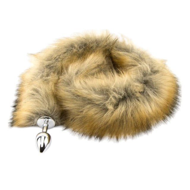 Plug anal Furry Fantasy - Red Fox, din aluminiu, cu coada de vulpe , 6,5 cm