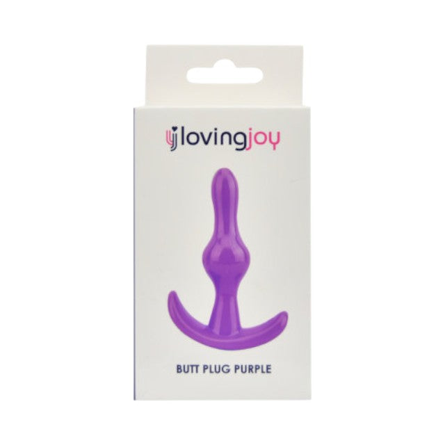 Plug anal LOVING JOY Butt Plug Purple, bază în formă de semilună, lungime 9 cm, diametru 2.4 cm, culoare mov