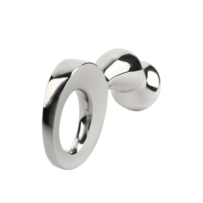 Plug anal MR. STEEL Drang Fun Plug, cu inel pentru extracție, din oțel inoxidabil, lungime 13 cm, argintiu