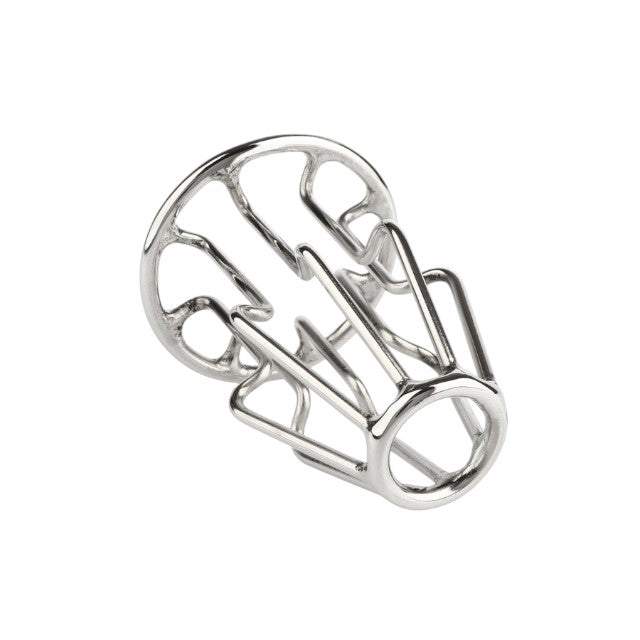 Plug anal MR. STEEL Trapezoid Wire Plug Small, design deschis cu tije din oțel inoxidabil, lungime 8 cm (mic), argintiu