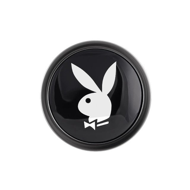 Plug anal PLAYBOY Tux - Large, din aluminiu, bază cu logo Playboy, lungime 9.5 cm, diametru 3.9 cm (mărime L), argintiu