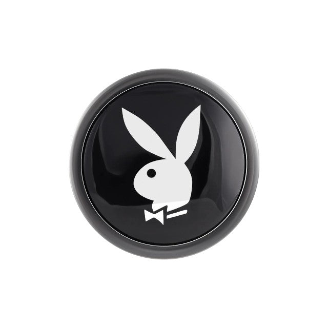 Plug anal PLAYBOY Tux - Small, din aluminiu, bază cu logo Playboy, lungime 7.3 cm, diametru 2.7 cm (mărime S), argintiu