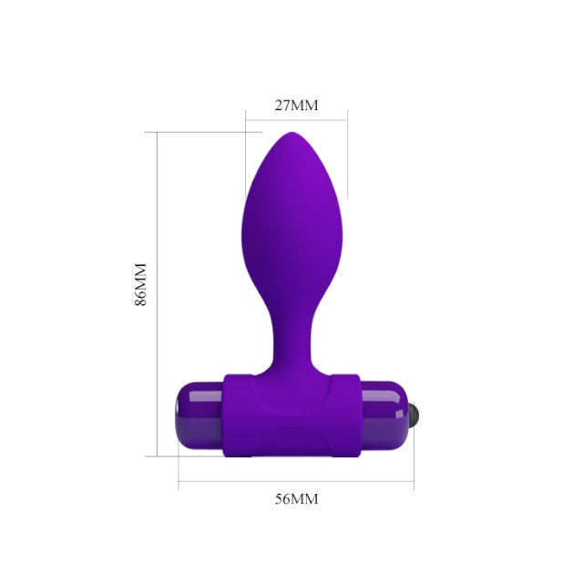 Plug anal PRETTY LOVE Vibra Butt Plug, cu vibrator bullet inclus, 10 funcții de vibrație, diametru 2.7 cm, mov