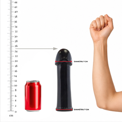 Plug anal PROWLER RED The Helmet Black, din TPE moale, lungime inserabilă 22.8 cm, diametru 7.2 cm, negru