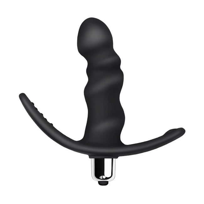 Plug anal RevPro - Vibrating Prostate Massager, din silicon, culoarea neagra, 8.5 cm
