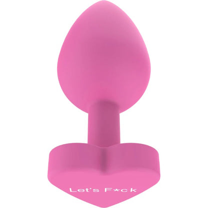 Plug anal TOYJOY Anal Play Booty Sweethearts, cu mesaj „Let’s Fuck” pe baza în formă de inimă, diametru 3.5 cm, roz