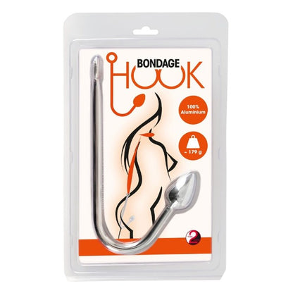 Plug anal YOU2TOYS Bondage Hook, în formă de cârlig de pescuit, pentru jocuri erotice BDSM, lungime 24 cm, argintiu