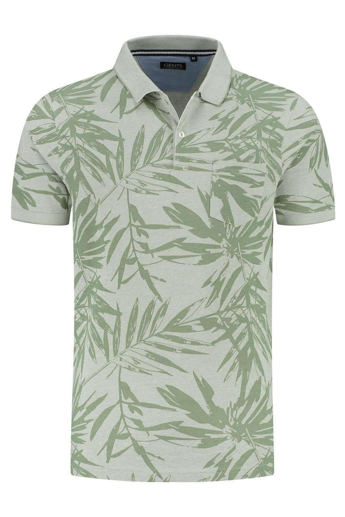 Polo bladprint mosgroen