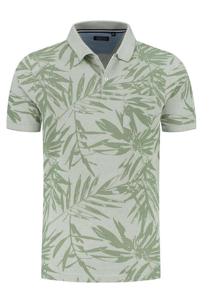 Polo bladprint mosgroen