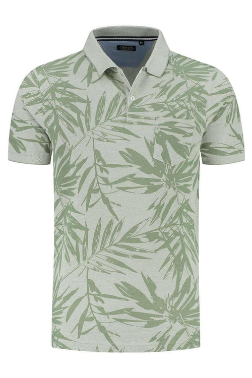 Polo bladprint mosgroen