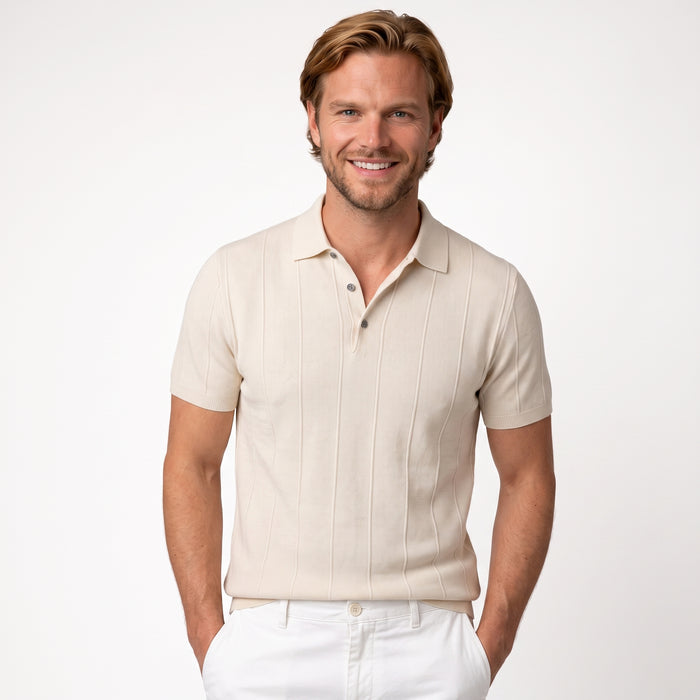 Polo knitted structuur off-white