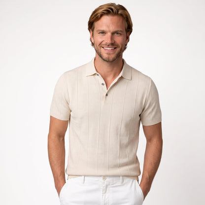Polo knitted structuur off-white
