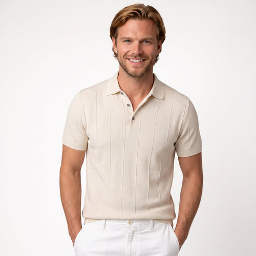 Polo knitted structuur off-white