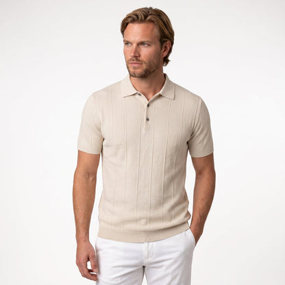 Polo knitted structuur off-white