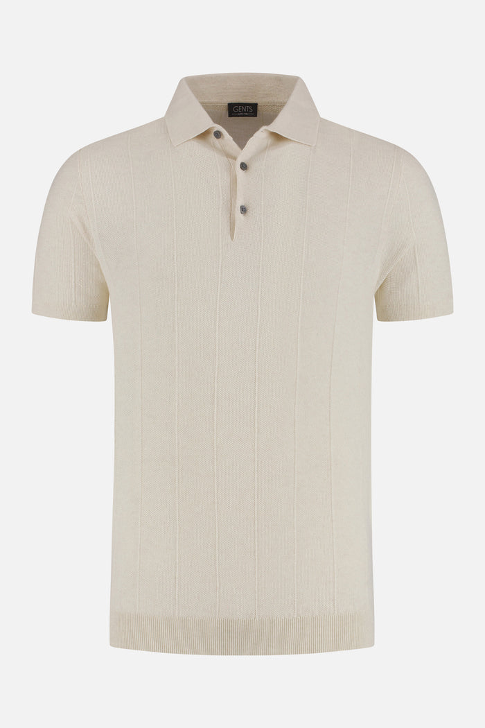 Polo knitted structuur off-white
