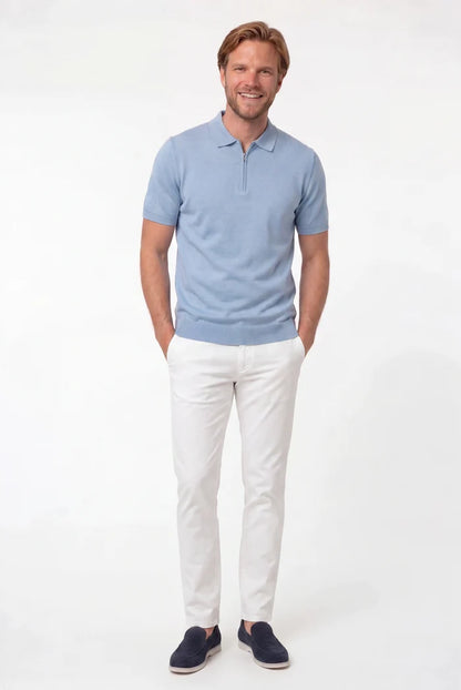 Polo rits lichtblauw