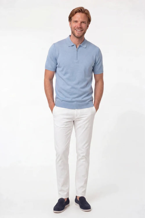 Polo rits lichtblauw