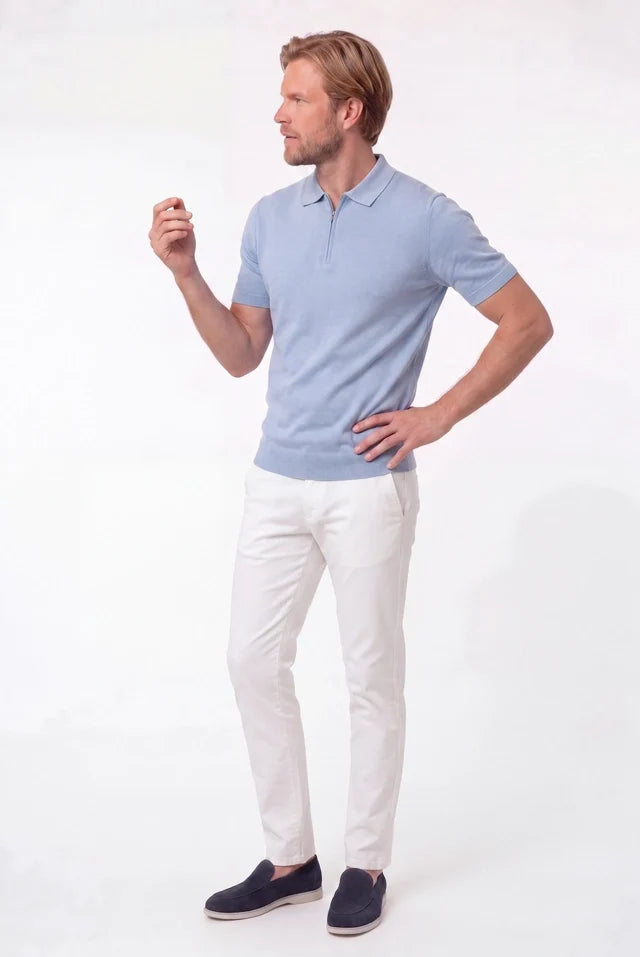 Polo rits lichtblauw