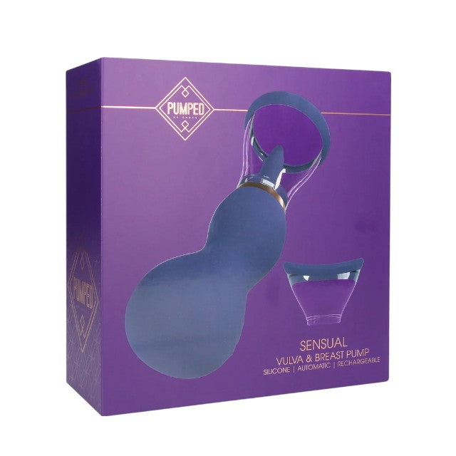 Pompă electrică PUMPED Sensual Vulva & Breast Pump, pentru stimularea zonelor erogene feminine, culoare mov