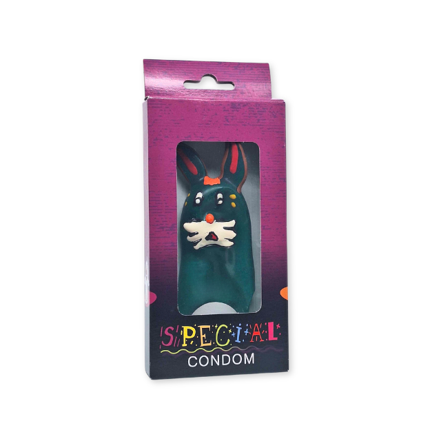 Prezervativ decorativ artistic CONDOMERIE Bunny, pictat manual, stil boem, din latex