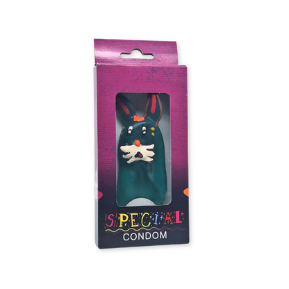 Prezervativ decorativ artistic CONDOMERIE Bunny, pictat manual, stil boem, din latex
