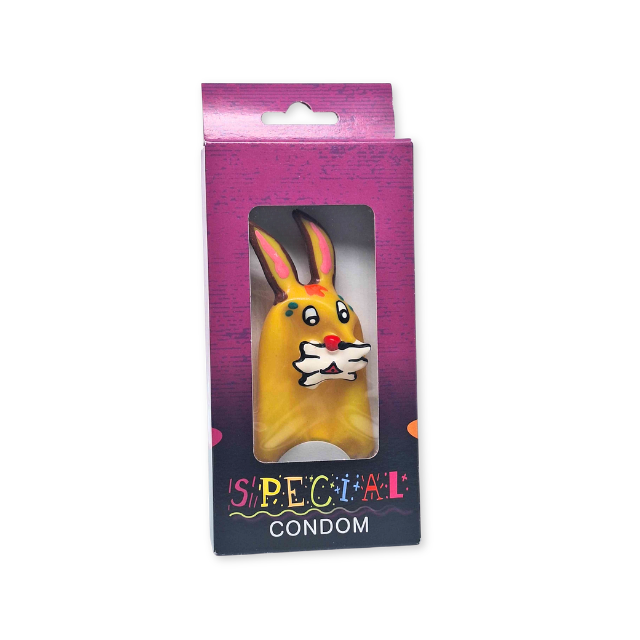 Prezervativ decorativ artistic CONDOMERIE Bunny, pictat manual, stil boem, din latex