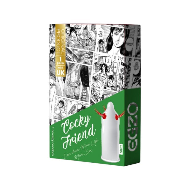 Prezervativ stimulator EGZO Cocky Friend Green - Soft, cu texturi proeminente, din latex, diametru 52 mm, 1 buc