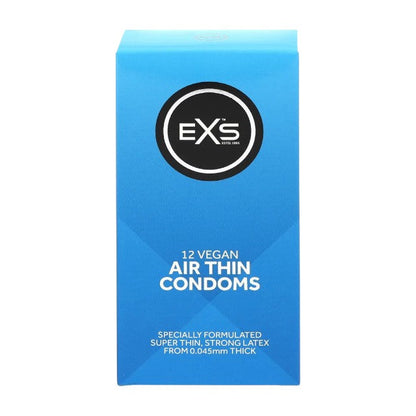 Prezervative EXS Air Thin Condoms, din latex, ultra-subțiri și rezistente, diametru 56 mm, 12 bucăți