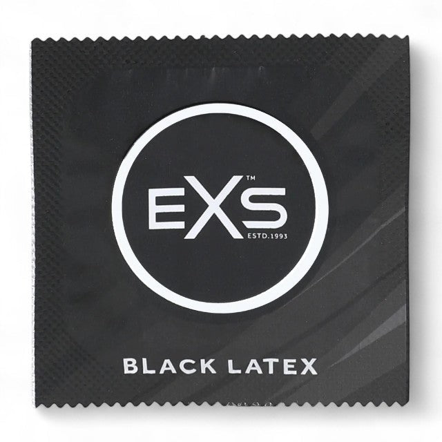 Prezervative EXS Black Latex, din latex, diametru 54 mm, fără miros, culoare negru, 12 bucăți