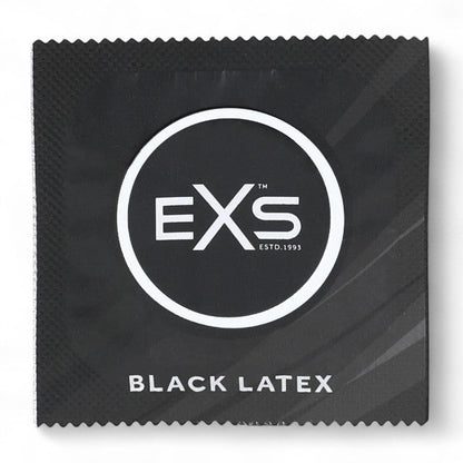 Prezervative EXS Black Latex, din latex, diametru 54 mm, fără miros, culoare negru, 12 bucăți
