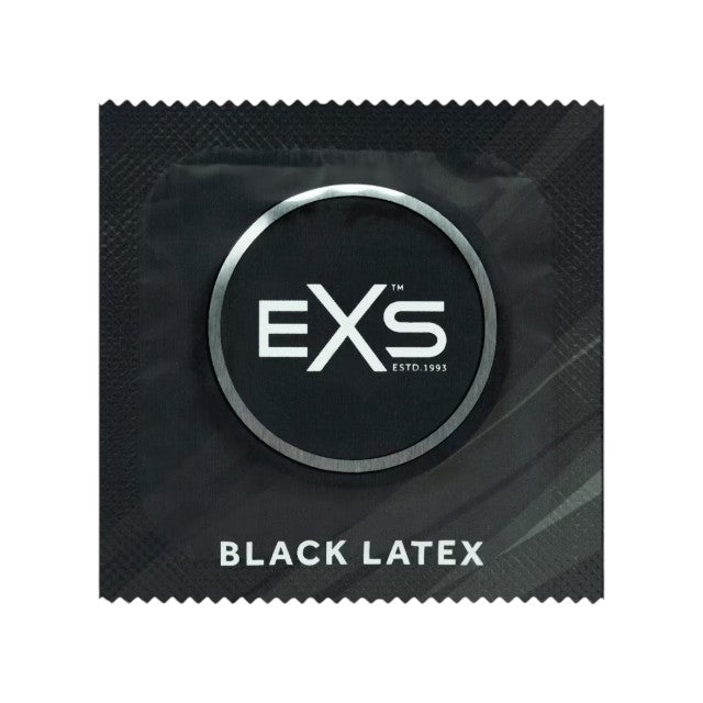 Prezervative EXS Black Latex, din latex, diametru 54 mm, fără miros, culoare negru, 100 buc